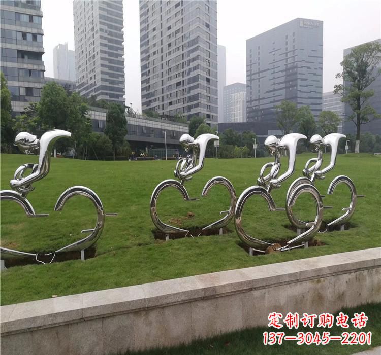 佛山不锈钢自行车雕塑美丽的艺术绽放
