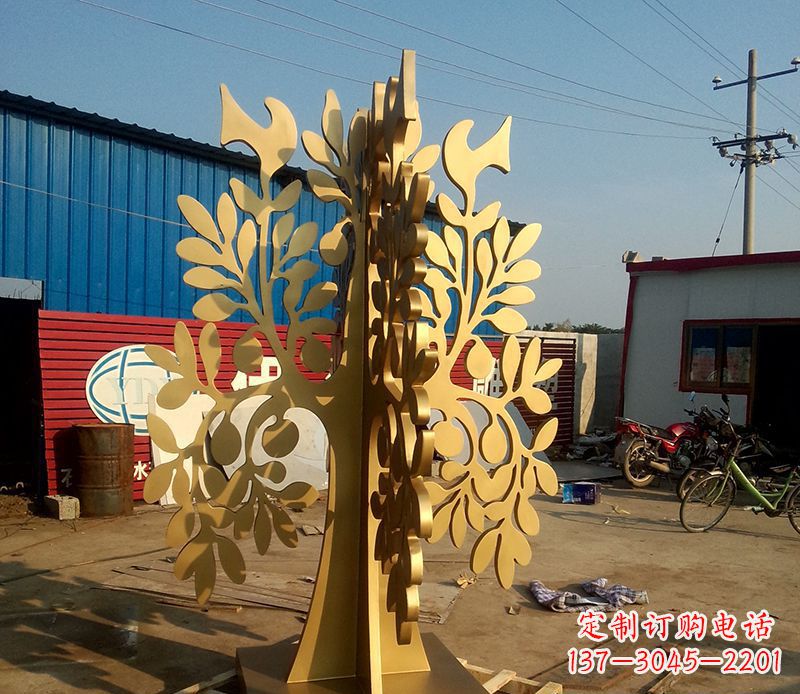 佛山不锈钢树叶园林景观雕塑——美妙绝伦的艺术之作