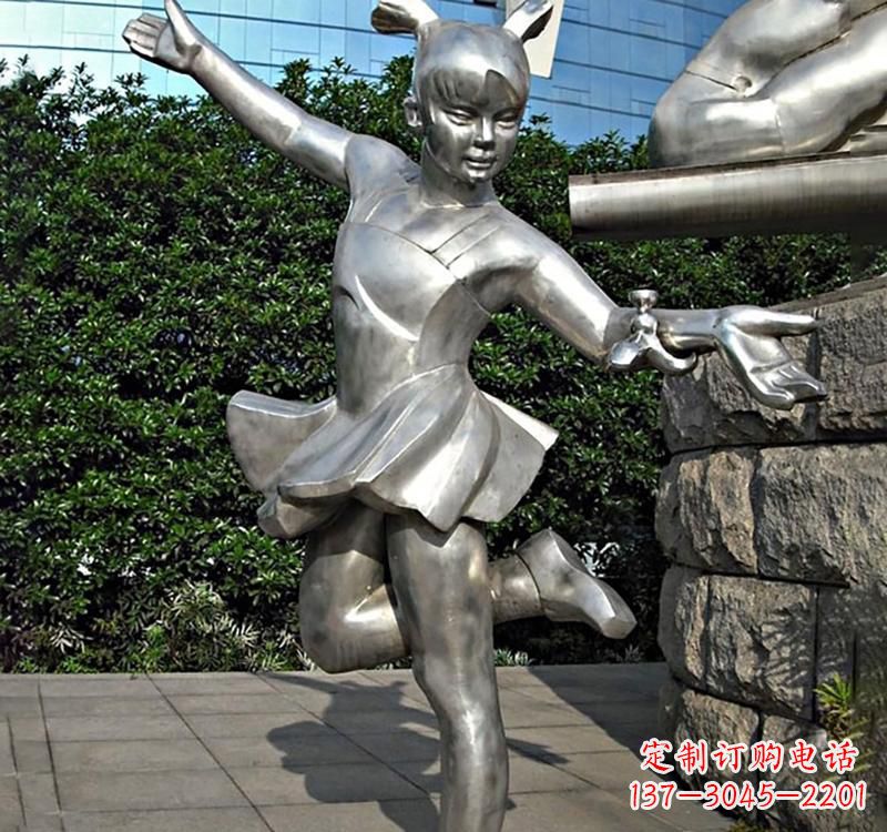 佛山儿童雕塑不锈钢跳舞人物