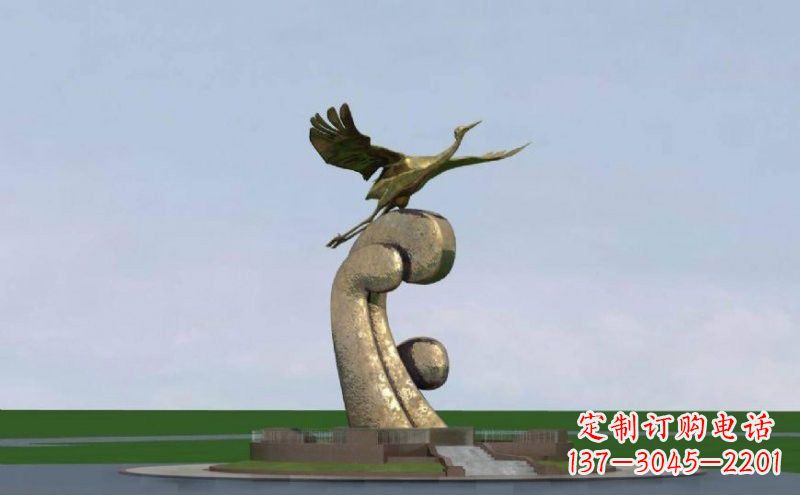 佛山不锈钢仙鹤雕塑象征着美丽和宁静