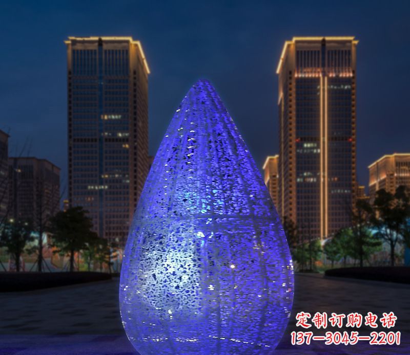 佛山不锈钢小区照明美轮美奂的水滴雕塑
