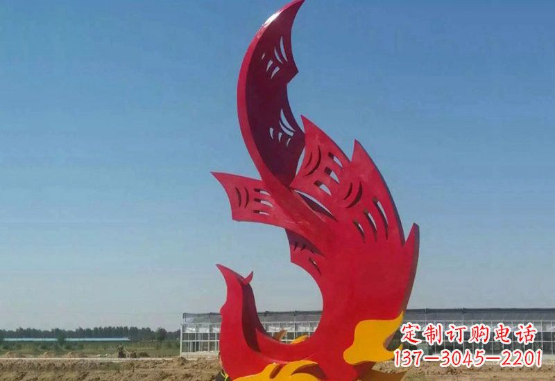 佛山凤凰雕塑传承不锈钢园林艺术