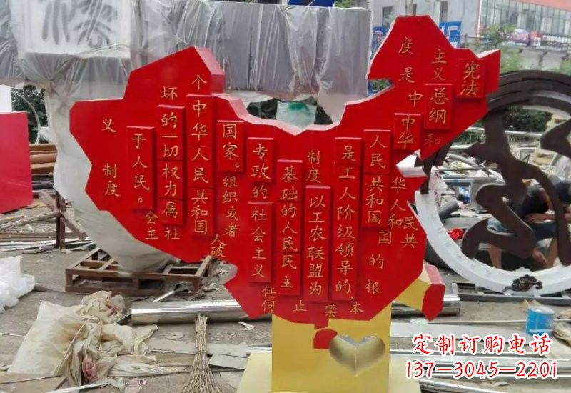佛山不锈钢中国地图雕塑
