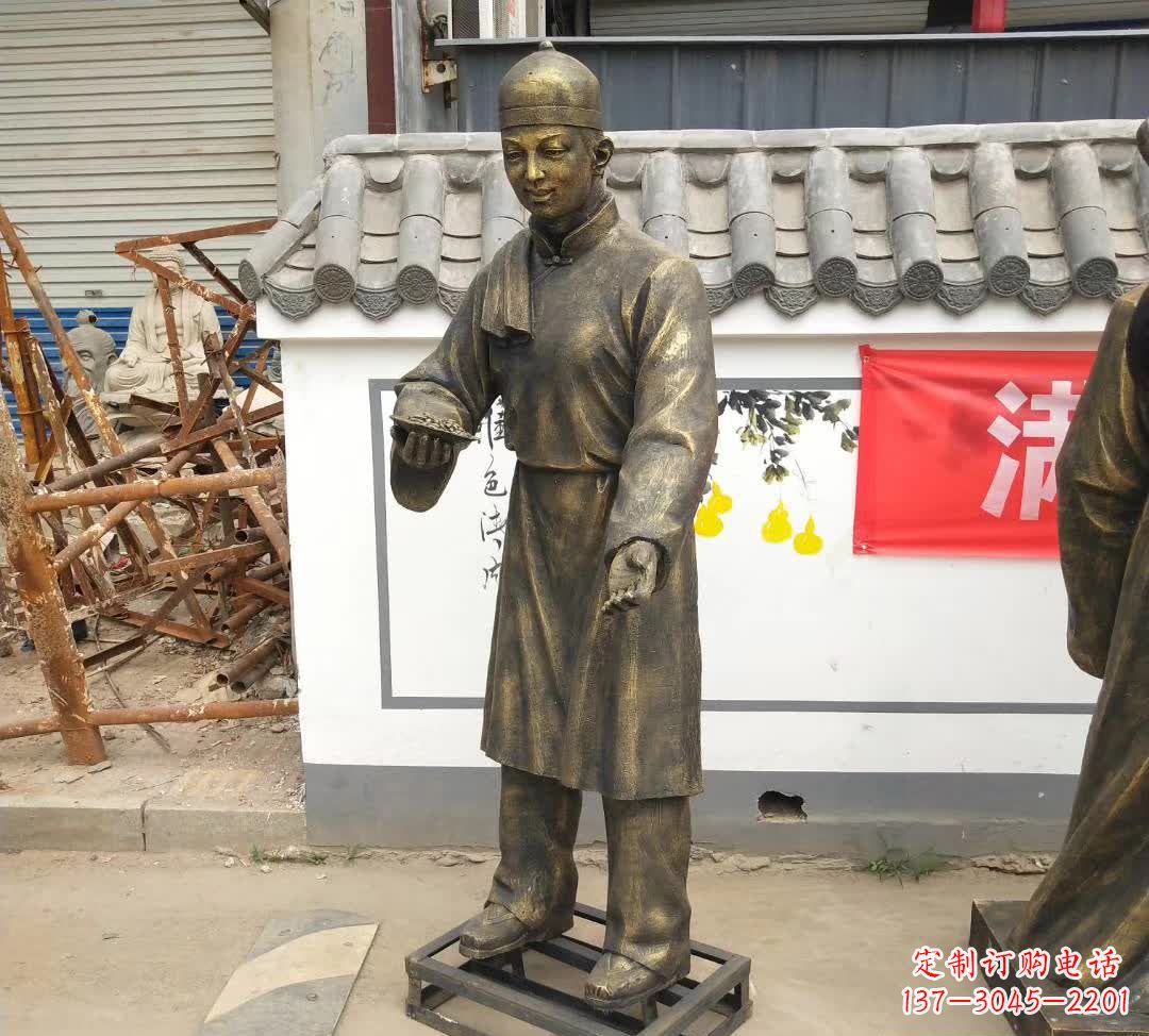 佛山传承百年店小二铜雕