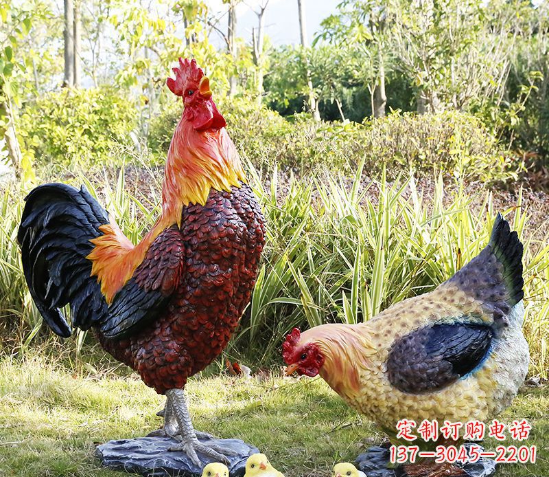 佛山公鸡雕塑完美的绿化环境装饰