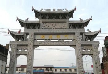 佛山以城市街道为主题的仿古石雕牌楼