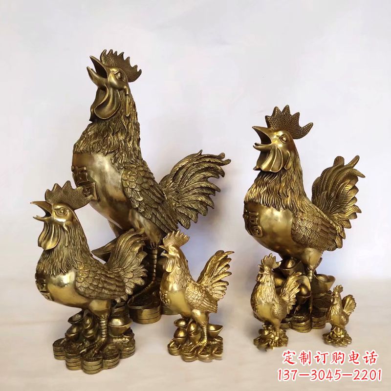 佛山纯铜抓钱鸡雕塑