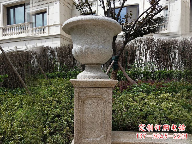 佛山大理石花钵小区花盆石雕艺术品