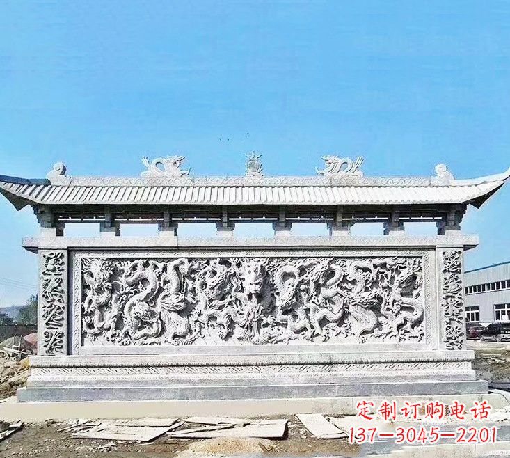 佛山精美大理石九龙壁雕塑
