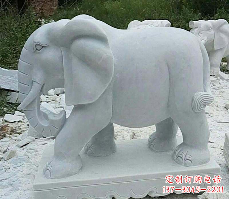 佛山精雕细琢的大理石大象雕塑