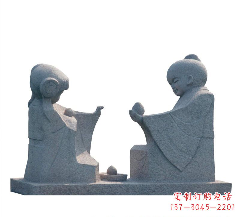 佛山传统风情——大理石孔融让梨雕塑