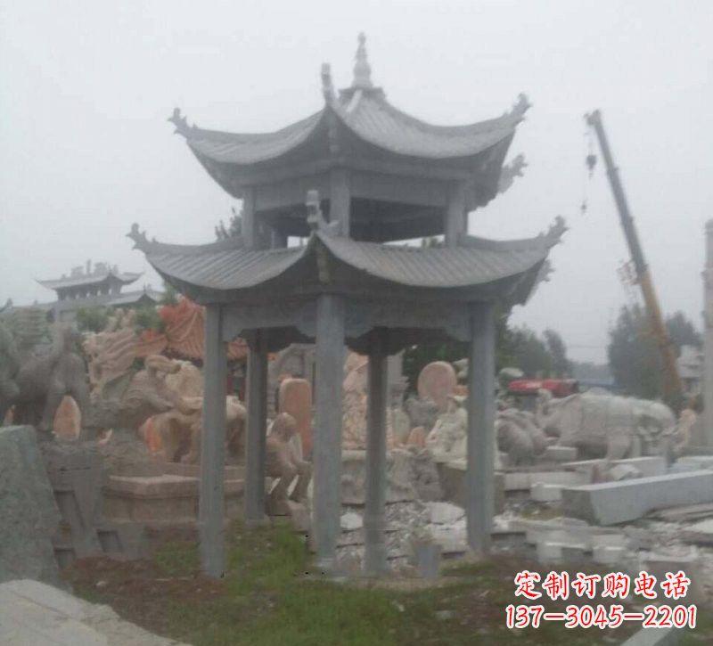 佛山大理石六角凉亭石雕,精美绝伦