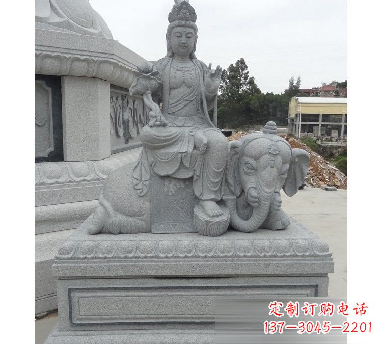 佛山精雕细琢的大理石普贤菩萨雕塑