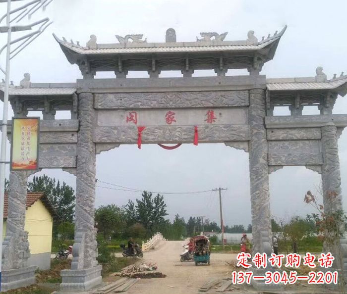 佛山精美大理石三门牌楼雕塑
