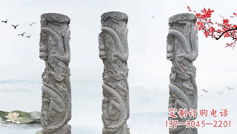 佛山精美大理石龙柱雕塑