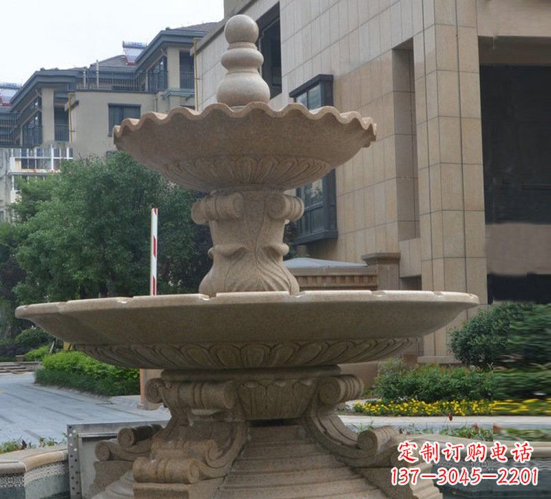佛山简约双层大理石喷泉雕塑