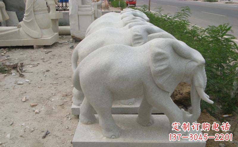 佛山大理石小象公园动物石雕