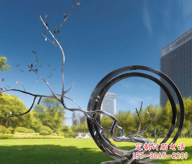 佛山大型不锈钢圆环景观雕塑