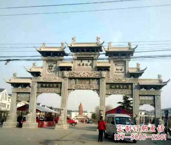 佛山大型五门石雕牌坊 (3)