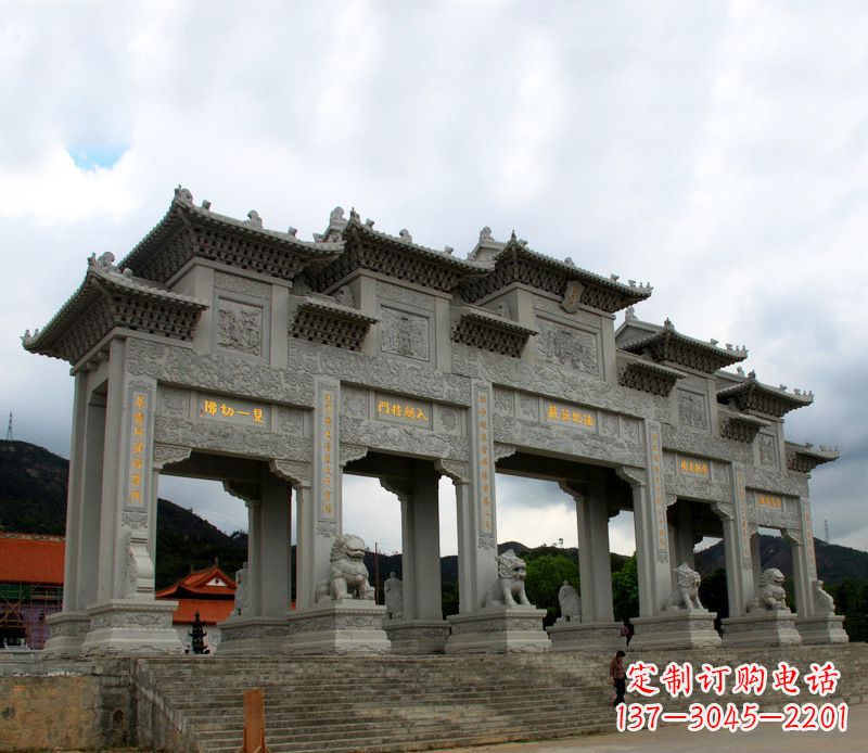 佛山具有传统文化特色的大型五门石雕牌楼雕塑
