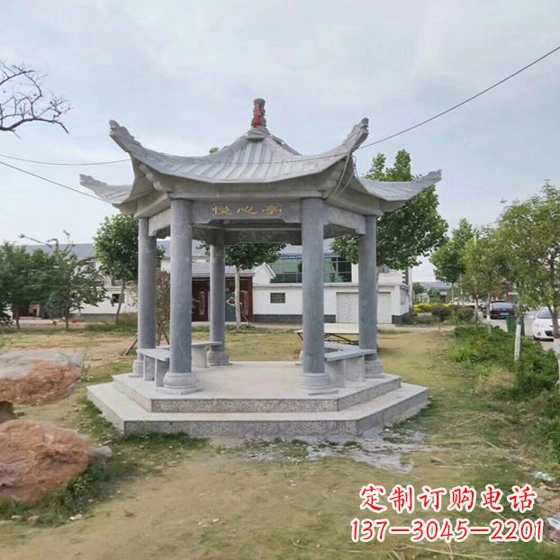 佛山单层六角石凉亭公园亭子