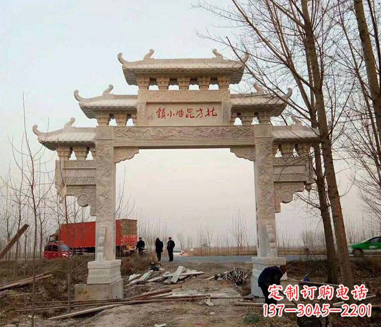 佛山单门大理石牌坊石雕_2