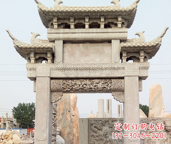 佛山单门大理石牌坊石雕