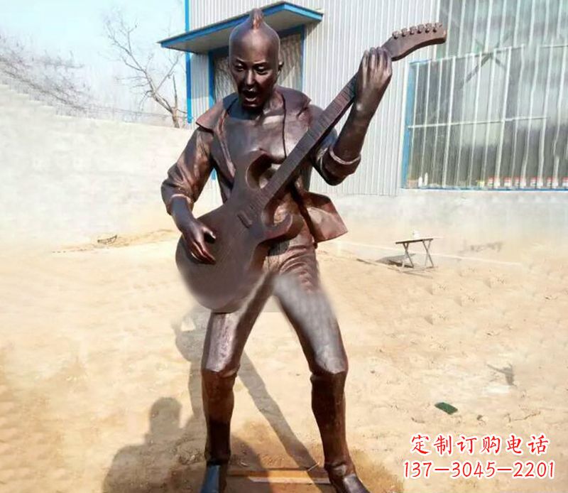 佛山精致细腻的铜吉他雕塑