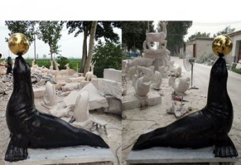 佛山大理石海豹雕塑