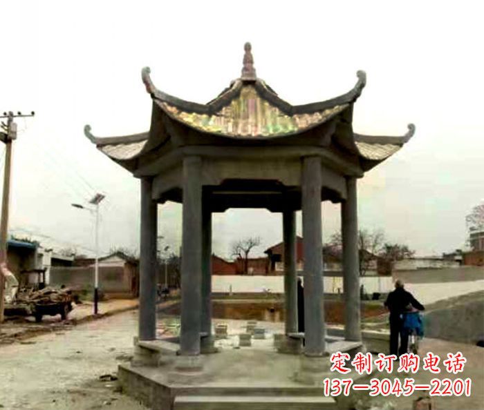 佛山仿古六角凉亭石雕 (3)