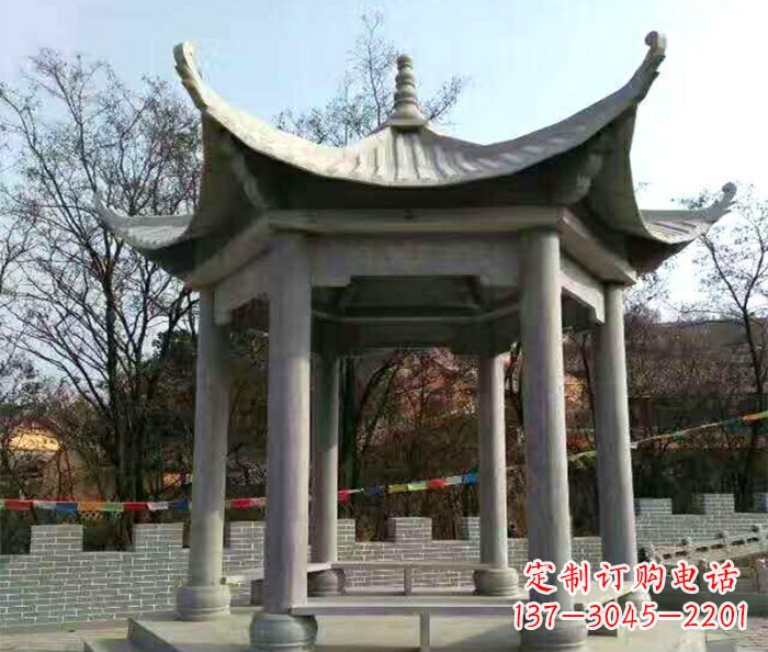 佛山仿古六角凉亭石雕 (4)