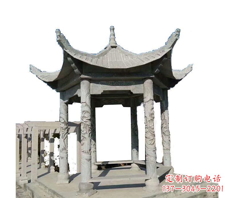 佛山仿古六角凉亭石雕 (10)