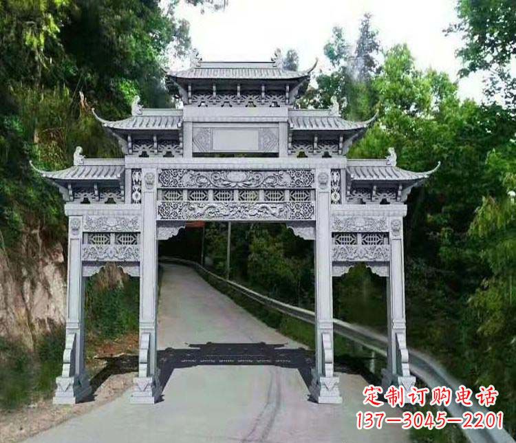 佛山仿古三门牌坊石雕