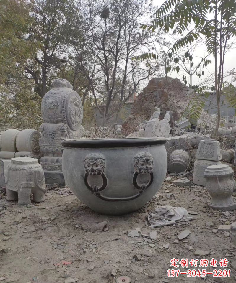 佛山仿古石雕水缸雕塑