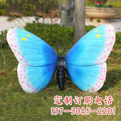 佛山蓝白色款蝴蝶雕塑·35x65x42”