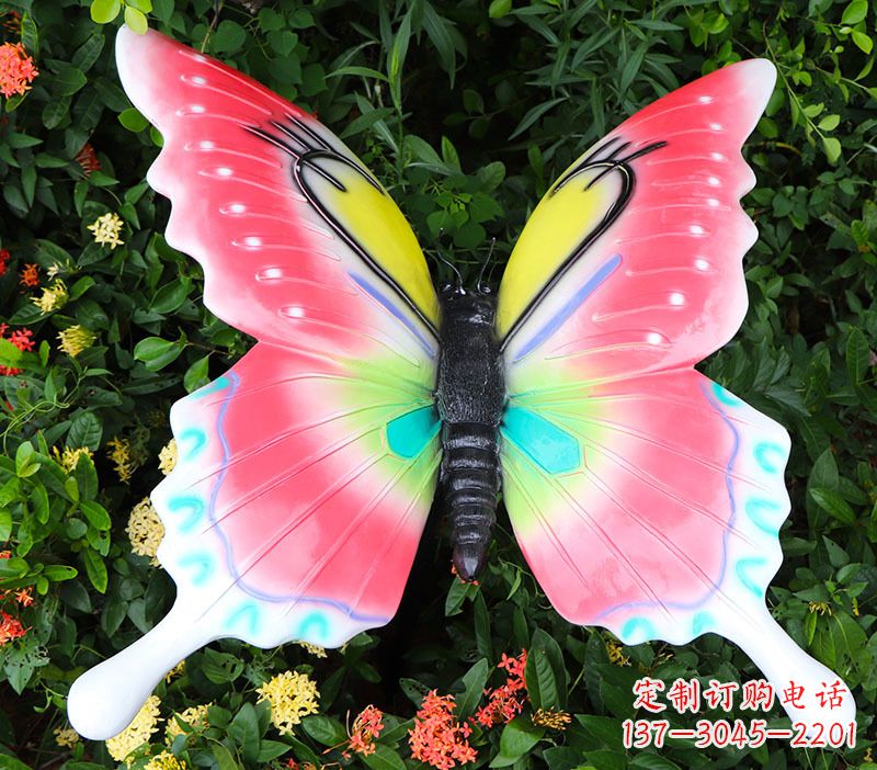 佛山仿真蝴蝶摆件花园园林彩绘动物树脂雕塑