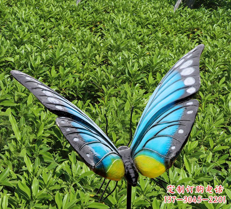 佛山仿真蝴蝶插件,玻璃钢公园昆虫雕塑
