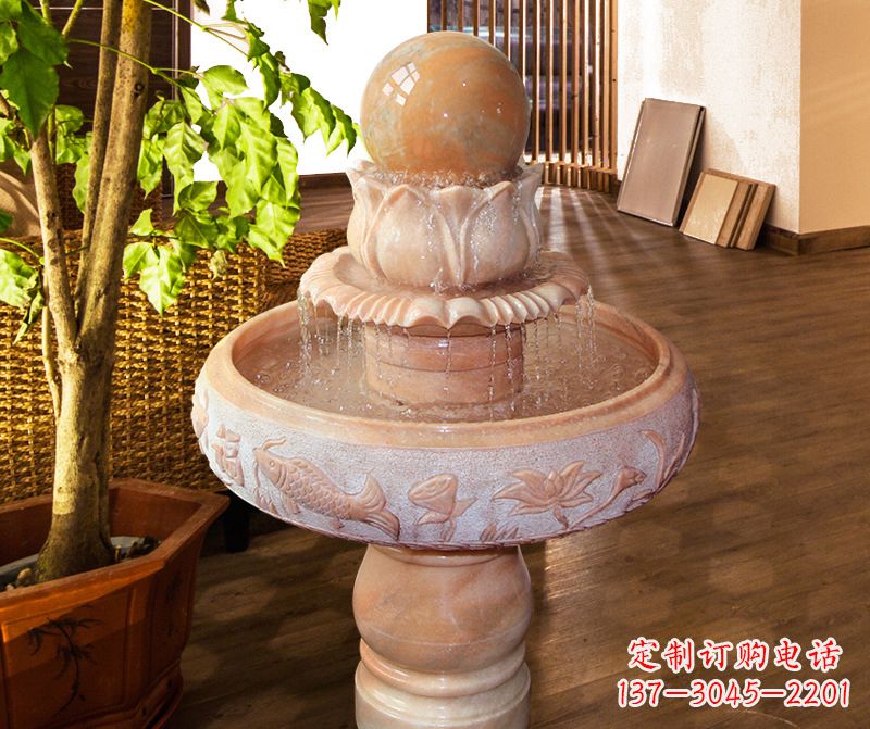 佛山浑然天成的风水球石雕