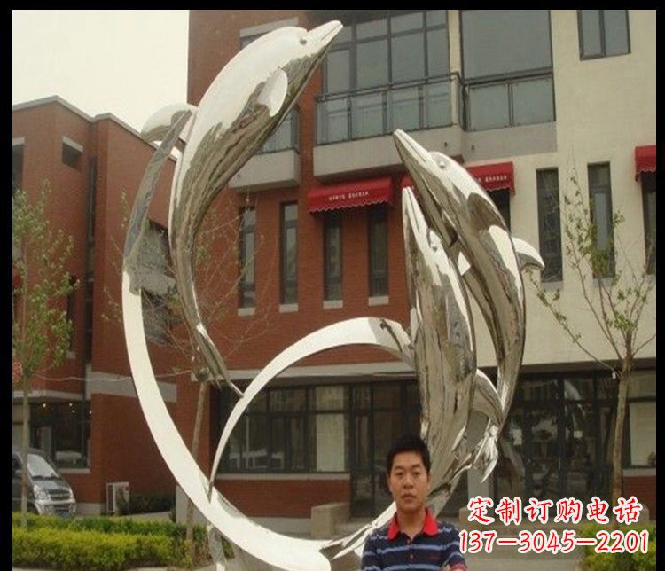 佛山精细不锈钢海豚雕塑