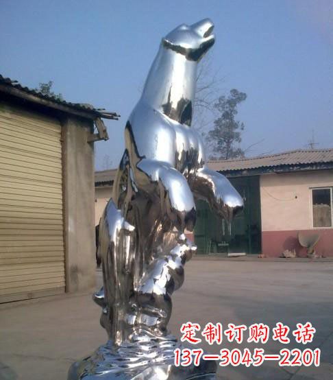 佛山公园不锈钢抽象北极熊动物雕塑