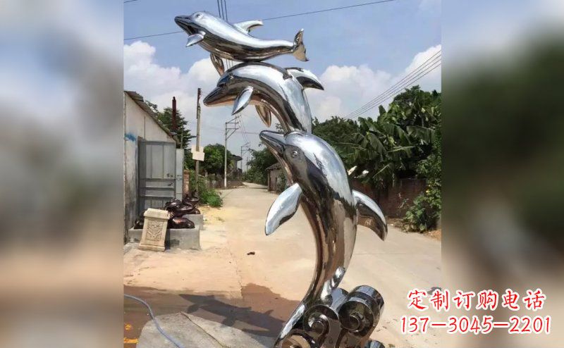 佛山公园不锈钢海豚雕塑
