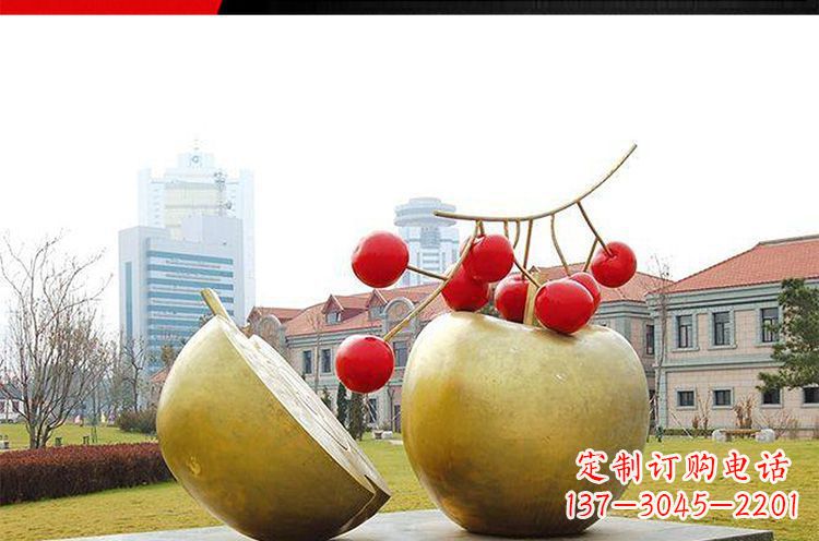 佛山公园不锈钢苹果樱桃雕塑