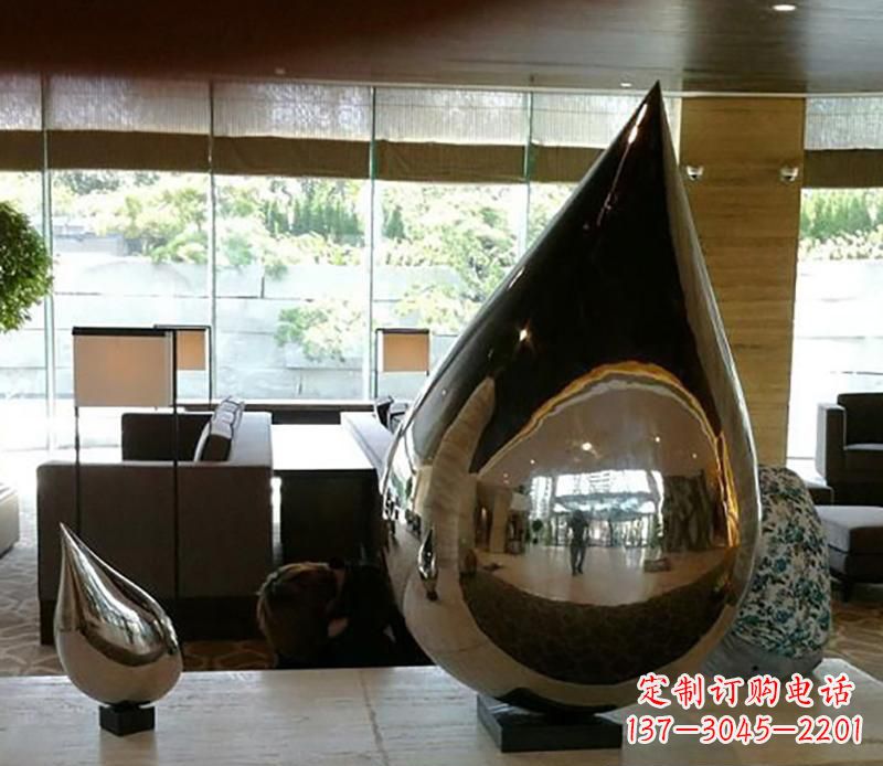 佛山公园不锈钢水滴球景观雕塑