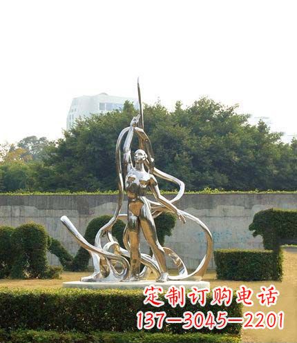 佛山跳丝带魅力少女铜雕