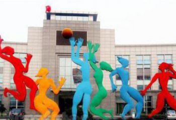 佛山激情运动的写照不锈钢女孩打篮球雕塑