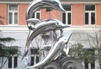 佛山跳跃海豚海浪不锈钢雕塑