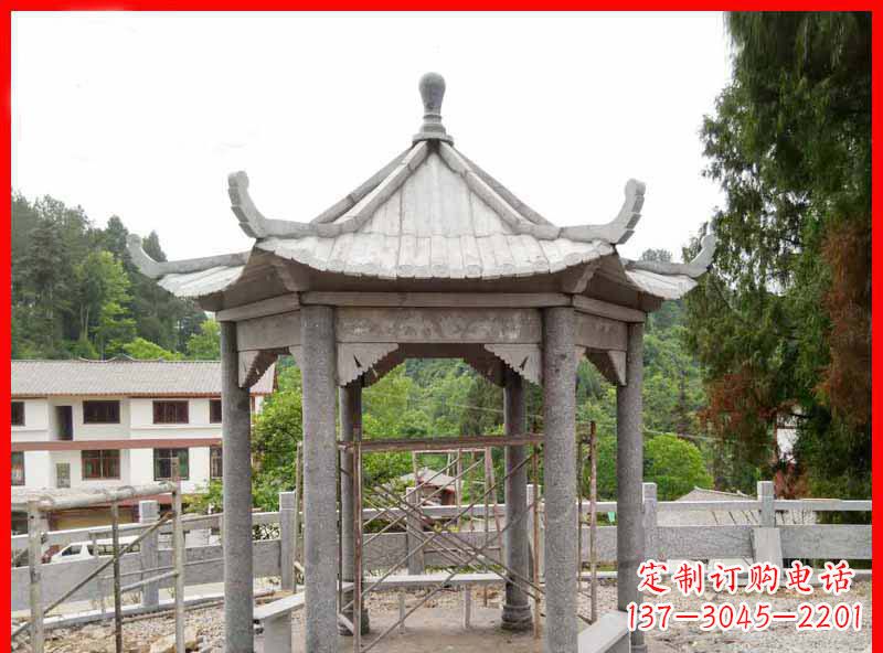 佛山精美大理石六角石凉亭雕塑