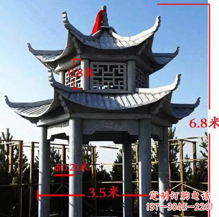 佛山杰出的大理石六角石双层凉亭雕塑