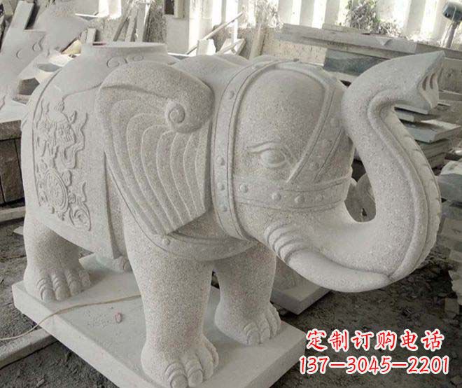 佛山公园动物大理石大象石雕 (3)