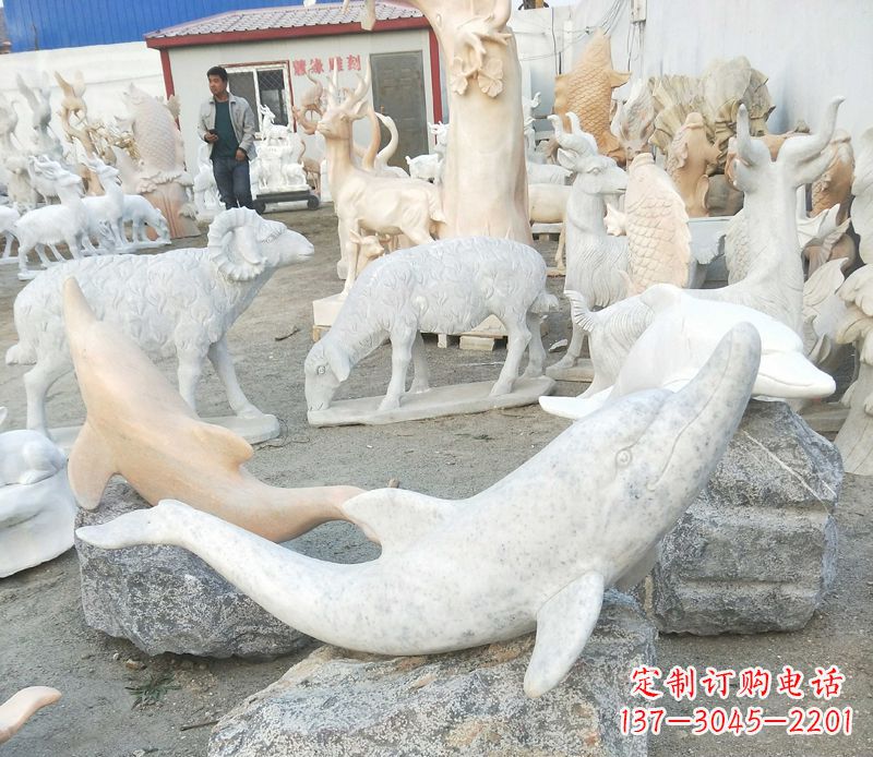 佛山公园动物海豚石雕
